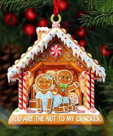 You Are The Nut To My Cracker - Personalized Naughty Couple Gingerbread Acrylic Ornament