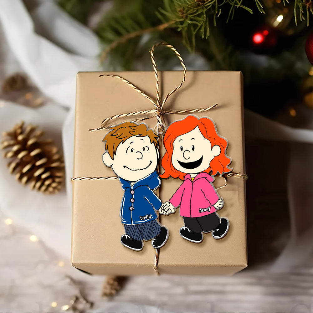 Custom Couple Christmas Ornament - Walking Hand In Hand - Image 2
