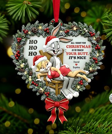 “All I Want For Christmas Is To Touch Your Butt” - Personalized Mischievous Rabbit Couple Christmas Ornament - Custom Gifts For Couples And Loved Ones
