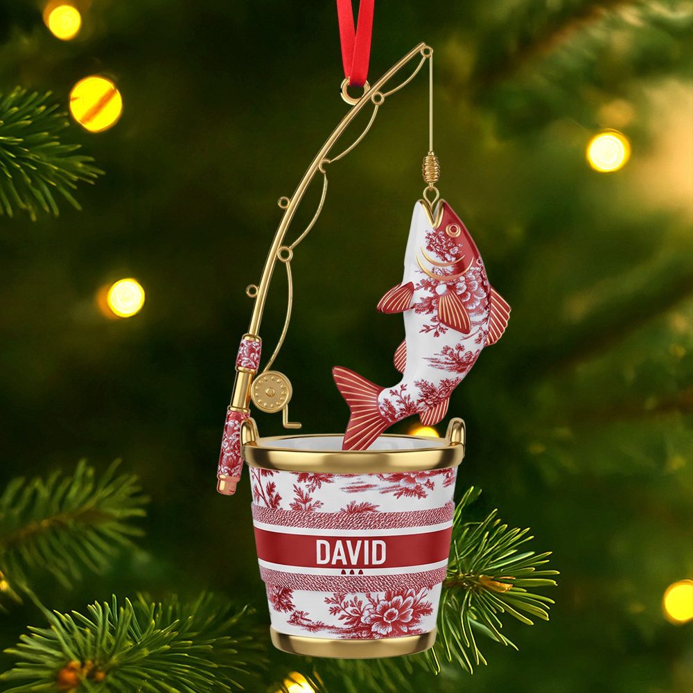 Hooked On Joy: Personalized Fishing Christmas Ornament - Custom Gift For Fishing Lovers, Adventurers, And Friends