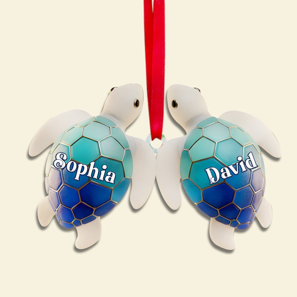 Ocean Turtle Ornament - Personalized Couple Gifts For Lovebirds - Image 4