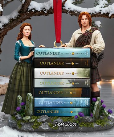 Time Traveler Book Stack Ornament - Personalized Gift For Outlander Fans