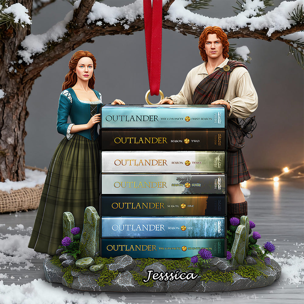 Time Traveler Book Stack Ornament - Personalized Gift For Outlander Fans