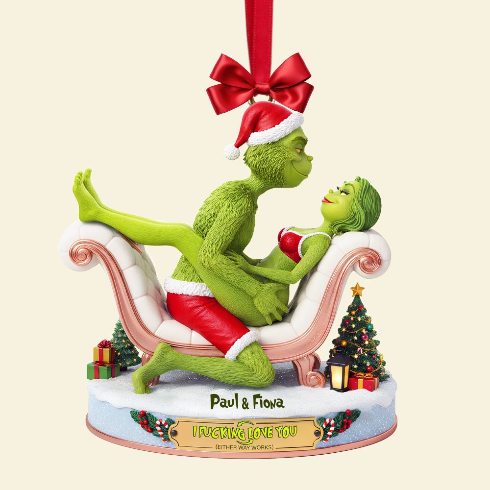 Naughty Green Couple Ornament - Personalized Gift For Couples - Image 5