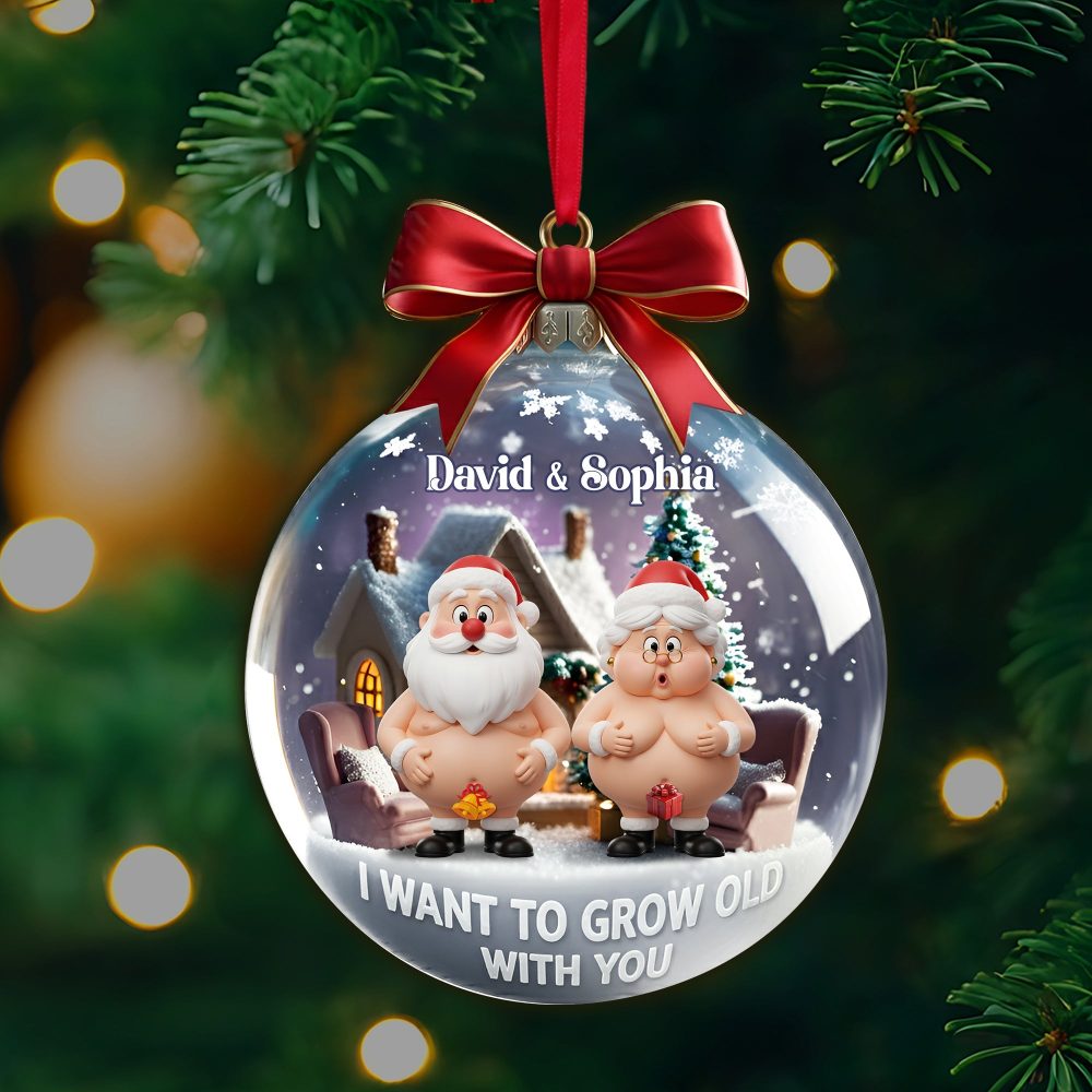 I Want To Grow Old With You - Funny Old Couple Personalized Christmas Ornament - Image 3