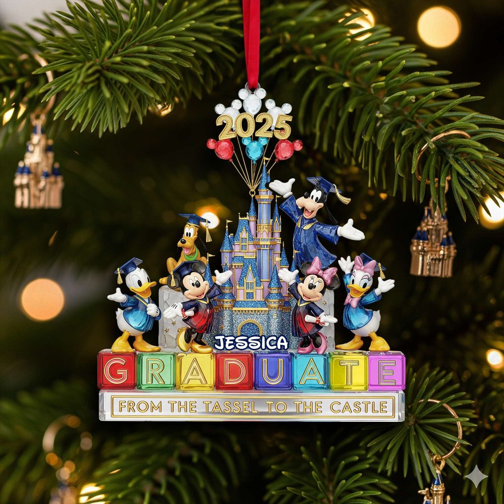 Celebrate Your Graduation Journey - Personalized Christmas Graduate Castle Ornament - Image 2