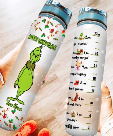 Grinch Merry Grinchmas - Personalized Christmas Stole Christmas Water Tracker Bottle