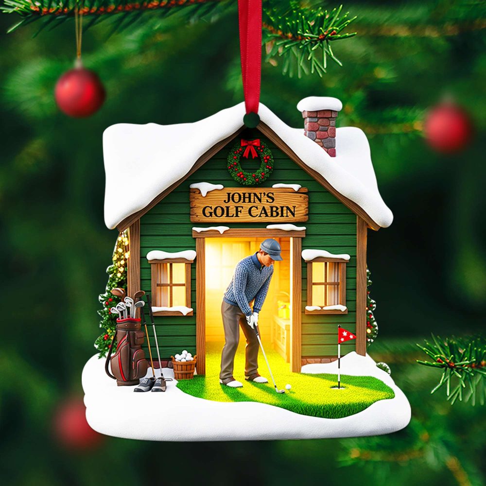 “Tee Off Into Joy!” - Custom Golf Cabin Christmas Ornament - Personalized Gift For Golf Lovers - Image 2