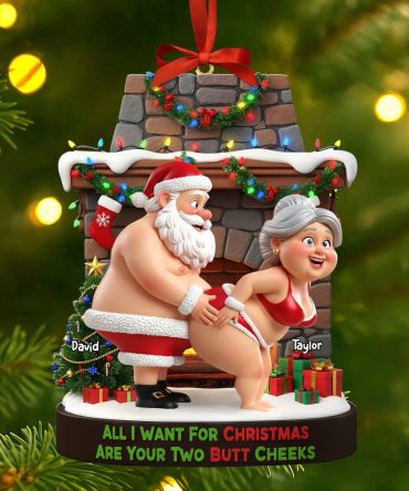 All I Want For Christmas Are Your Two Butt Cheeks - Naughty Old Gnome Couple Ornament - Personalized Gift For Couples