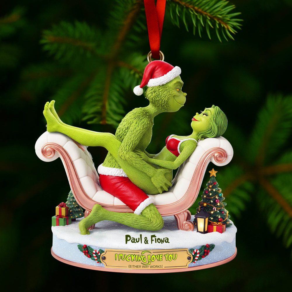 Naughty Green Couple Ornament - Personalized Gift For Couples - Image 3