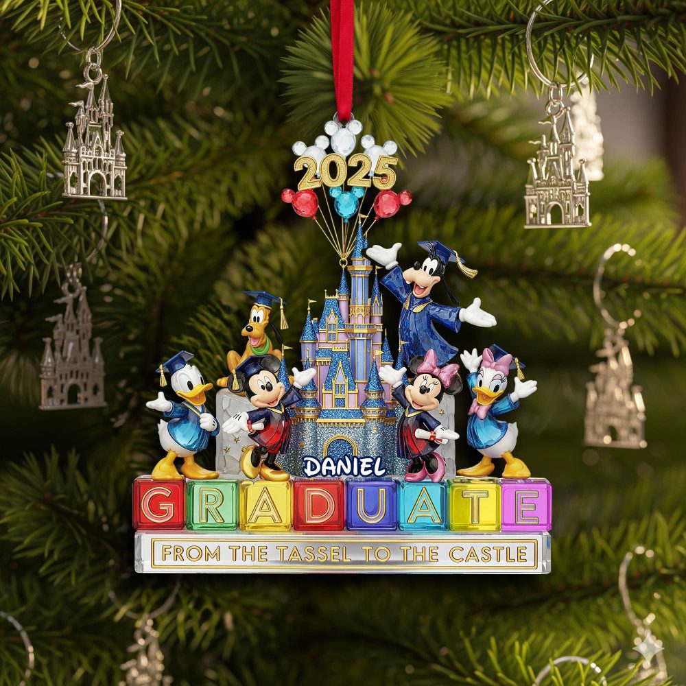 Celebrate Your Graduation Journey - Personalized Christmas Graduate Castle Ornament - Image 3