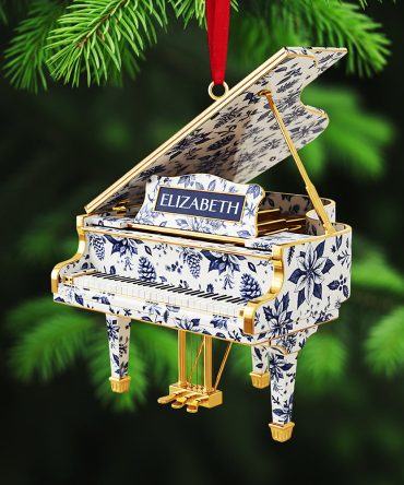 Strike A Chord This Christmas! - Personalized Piano Toile De Jouy Custom Shape Acrylic Ornament - Perfect Gift For Music Lovers, Friends & Family