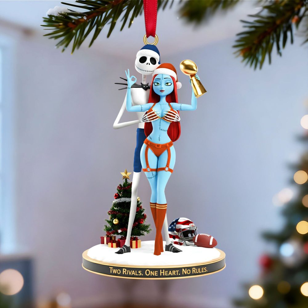 Two Rivals. One Heart. No Rules. – Personalized Christmas Ornament For Sports Couples - Image 2