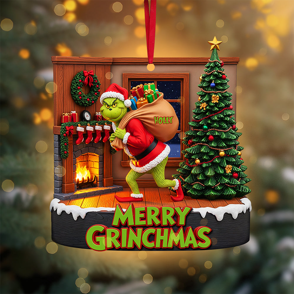 Funny Green Monster Ornament - A Personalized Grinchmas Gift For Everyone