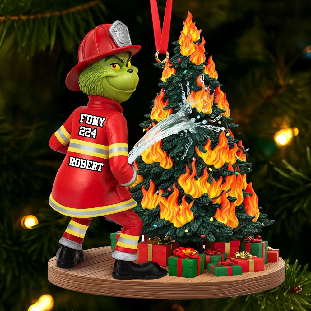 Funny Green Firefighter Ornament - Personalized Gift For Firefighters - Image 3