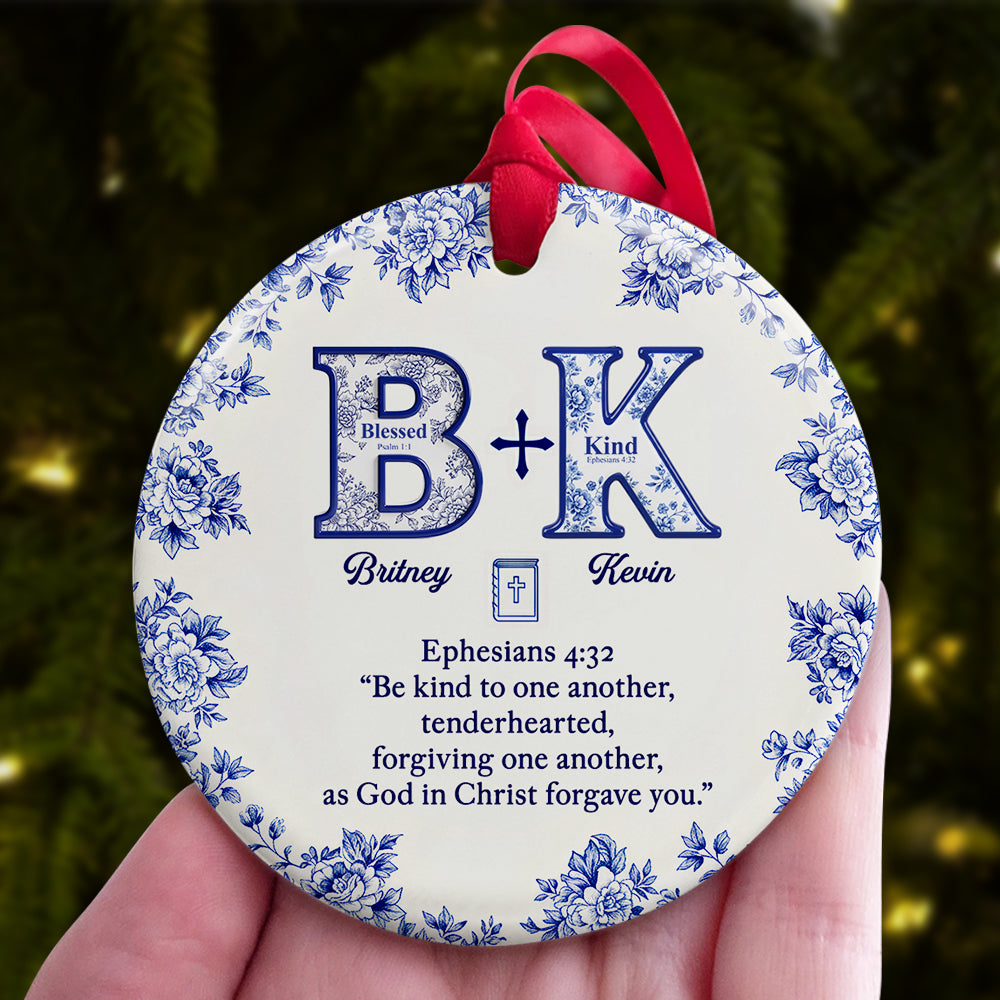 Toile De Jouy Faith & Love Christmas Ornament Personalized Gifts For Couple 03Hydt021025 - Image 2
