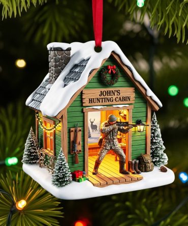 Hunting Cabin Christmas Ornament - Personalized Gift For Hunters 02Ohlu140825