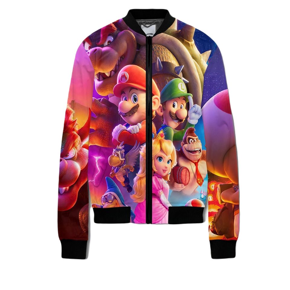 Mario Bomber Jacket Mario Bros Characters Graphic Bomber Colorful Unisex Jacket - Image 2