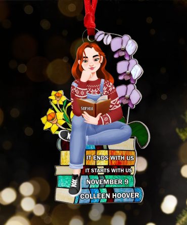 Personalized Christmas Gifts For Book Lovers Ornament 01Hupu160924Pa A Girl Sitting On Stack Of Books Reading