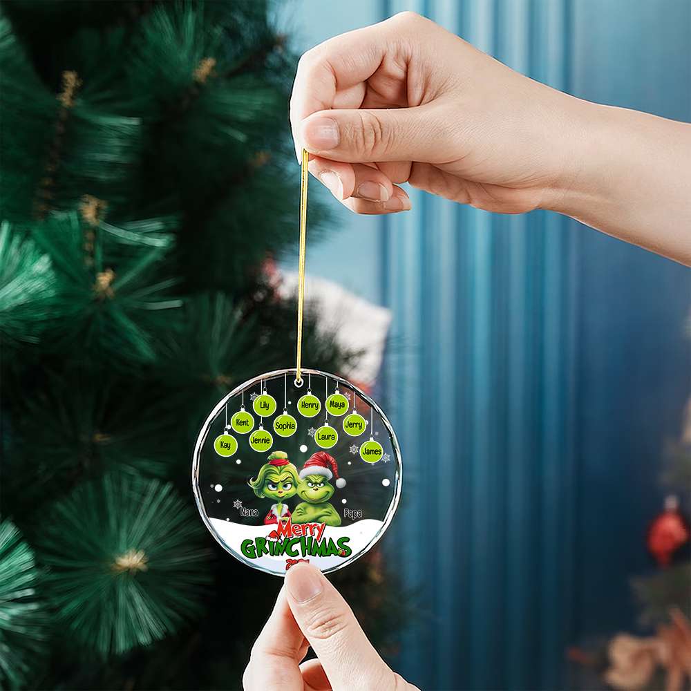 Monster Family Ornament - Green Little Hearts - Personalized Gifts For Family - Image 2
