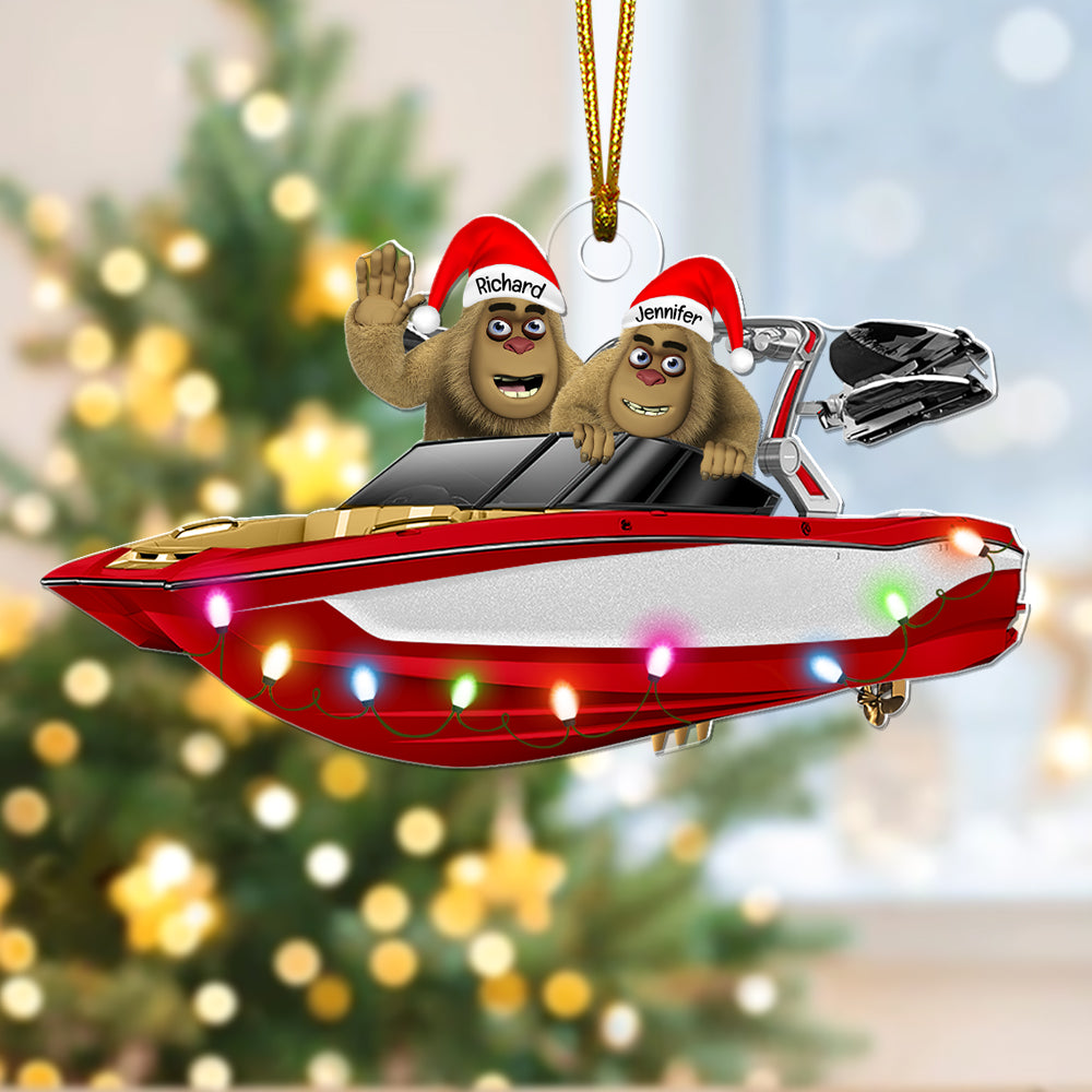 Personalized Gifts For Wakeboarding Lovers Christmas Ornament, Happy Bigfoot 04Qhqn160924