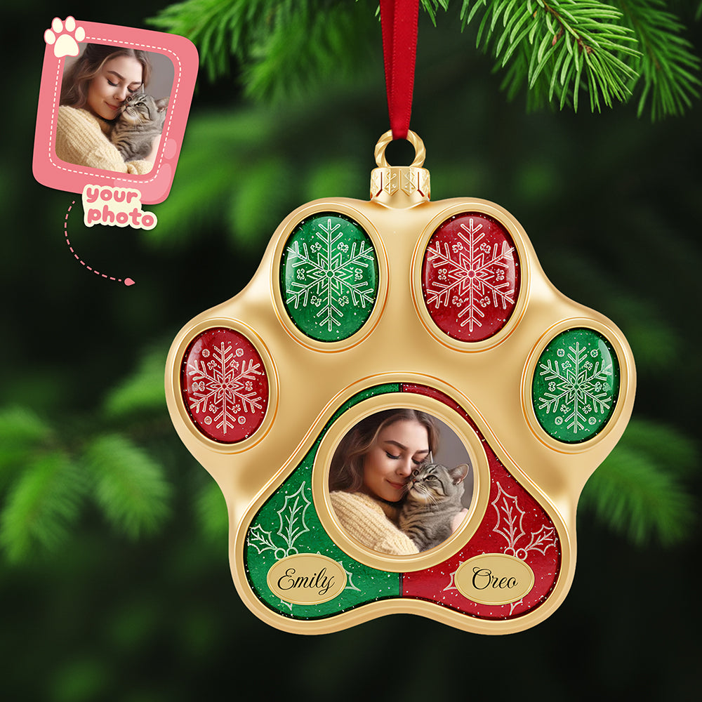 Personalized Gifts For Cat Lovers, Cat Paw Shape Acrylic Christmas Ornament 03Kita141025 - Image 2