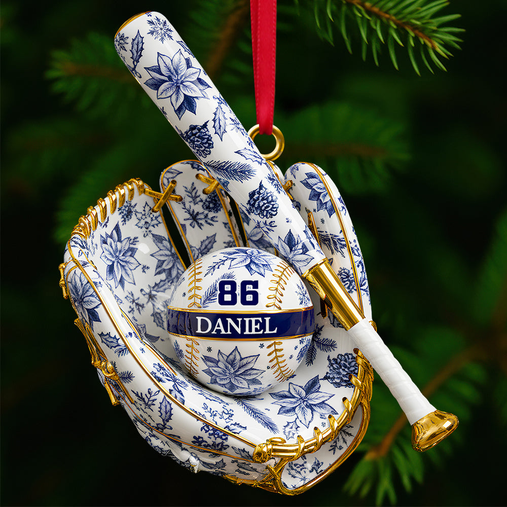 Baseball Toile De Jouy Christmas Ornament Personalized Gifts For Baseball Lovers 04Pgdt021025 - Image 2