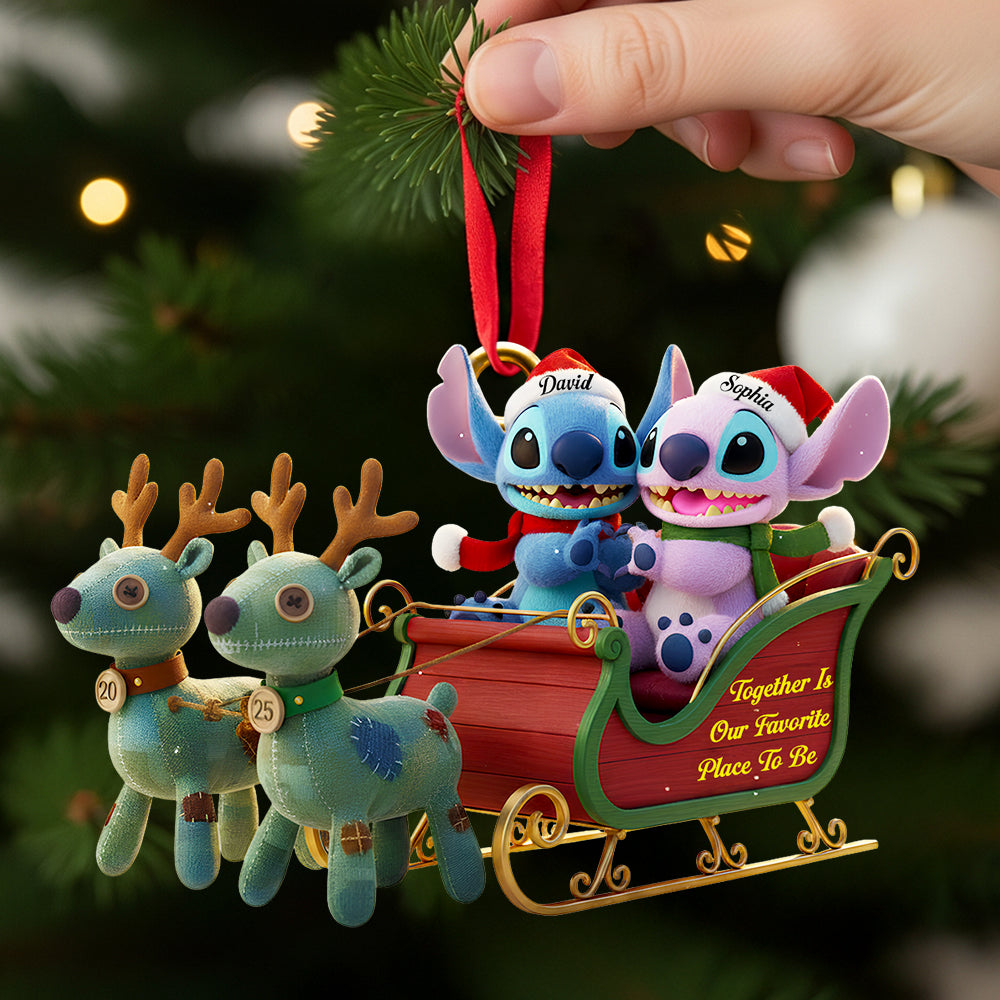 Couple Christmas Sleigh Christmas Ornament Personalized Gifts For Couple 03Tgdt240925 - Image 3