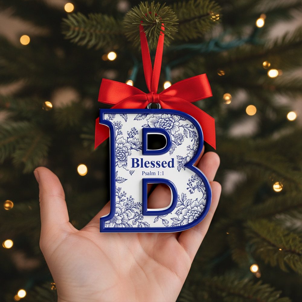 Scripture Initial Christmas Ornament - Personalized Gifts For Christian 01Hylu170925