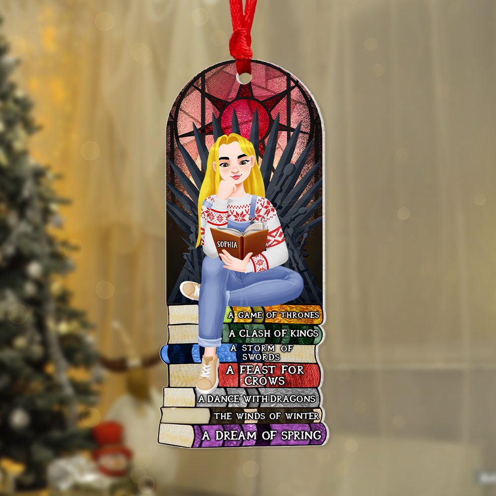 Personalized Gift For Book Lovers 02Hupu170924Pa Ornament A Girl Sitting On Stack Of Books Reading