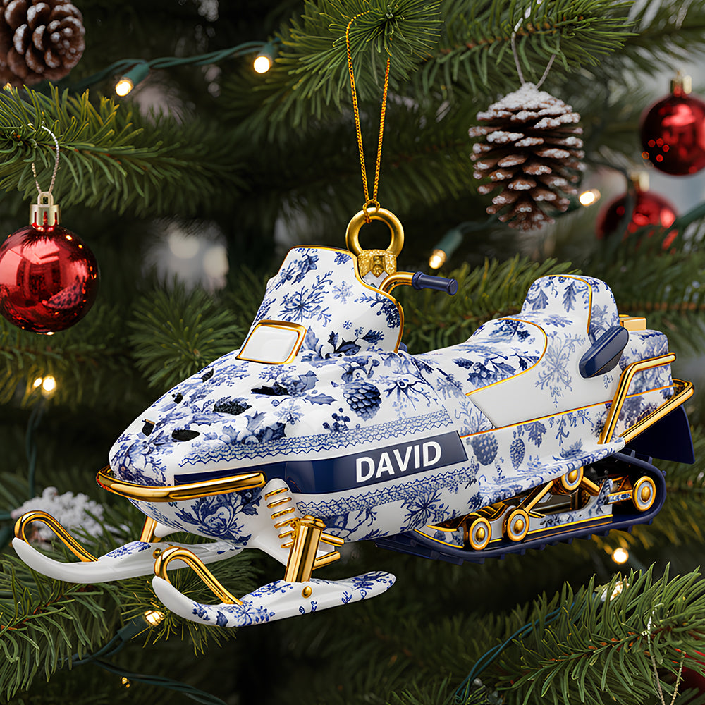 Snowmobile Toile De Jouy Ornament - Personalized Christmas Gifts 01Pgdt151025 - Image 2