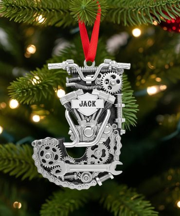 Motorcycle Engine Initial Letter Acrylic Ornament, Personalized Christmas Gifts For Bikers 03Qhtn040925