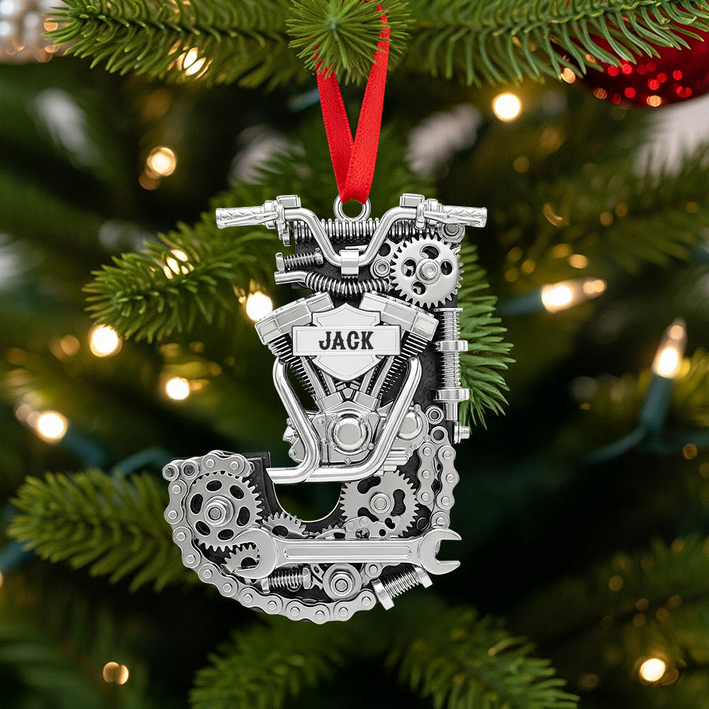 Motorcycle Engine Initial Letter Acrylic Ornament, Personalized Christmas Gifts For Bikers 03Qhtn040925