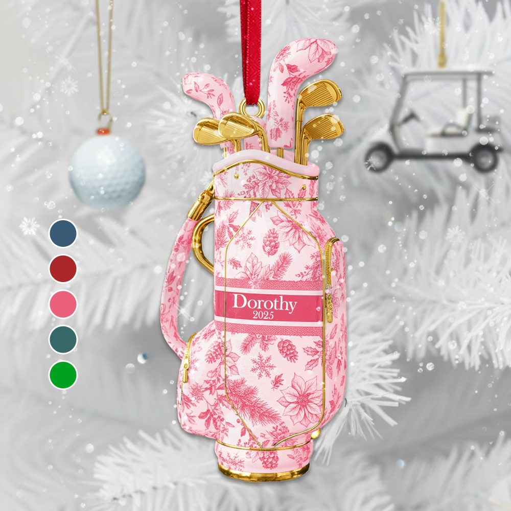 Golf Bag Toile De Jouy Custom Shape Acrylic Ornament - Personalized Gift For Golf Lover Ornament 05Pgmg300925 - Image 2