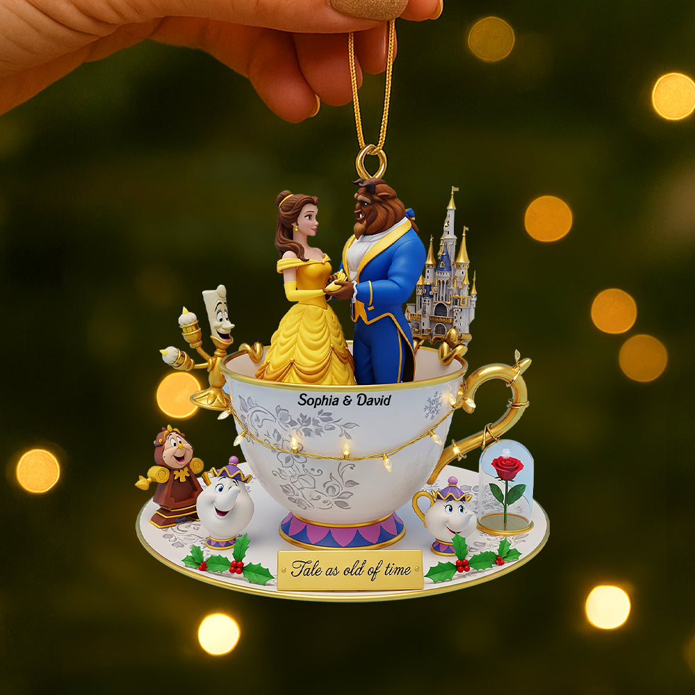 Tale As Old As Time - Personalized Christmas Acrylic Ornament For Couples - Image 2
