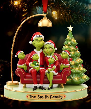 Celebrate Family Joy: Funny Green Family Christmas Ornament - Personalized Gift For Everyone