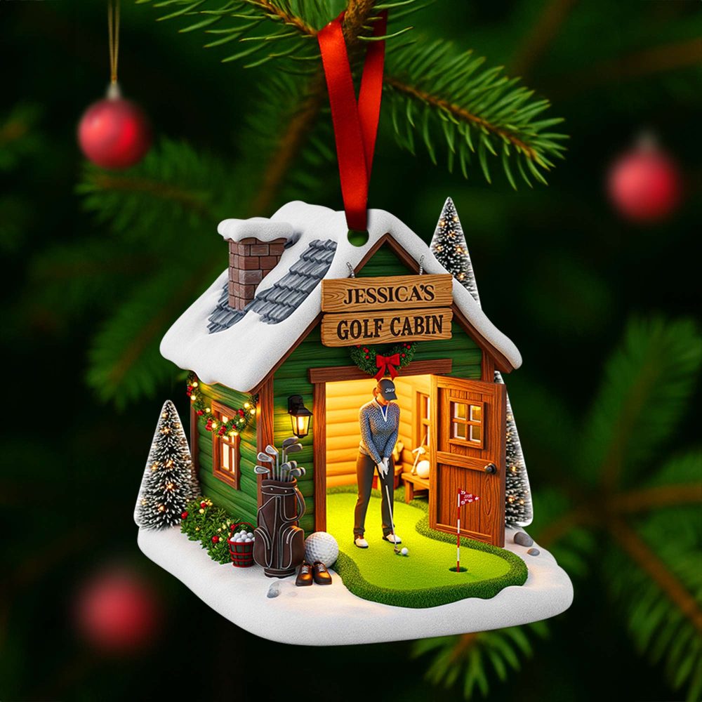 “Tee Off Into Joy!” - Custom Golf Cabin Christmas Ornament - Personalized Gift For Golf Lovers - Image 4