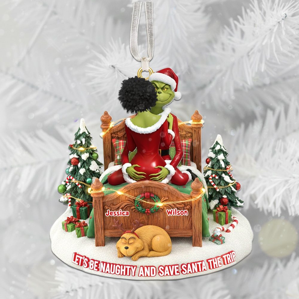 Let'S Be Naughty And Save Santa The Trip - Personalized Christmas Ornament For Couples - Image 3