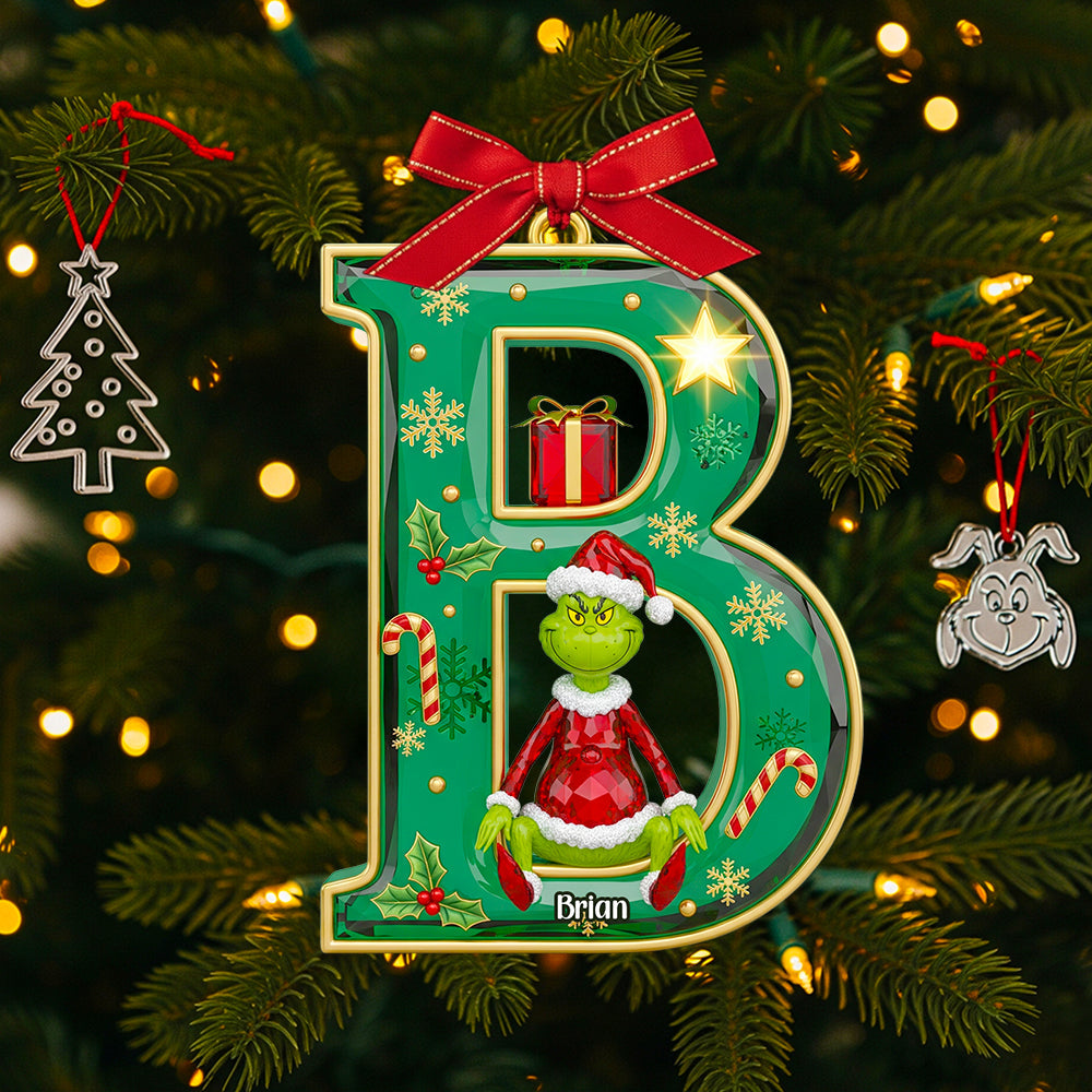 Celebrate The Season With Grinch! Personalized Green Crystal Alphabet Ornament - A Perfect Gift For Loved Ones - Image 2