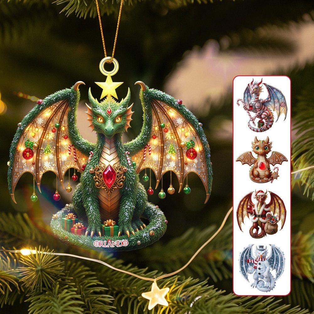 “Unleash The Magic Of Christmas With Our Adorable Dragon!” - Personalized Christmas Dragon Acrylic Ornament - Perfect Gift For Family, Friends, And Collectors - Image 2