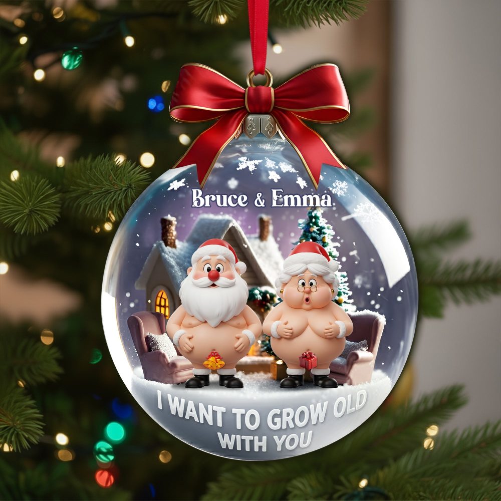 I Want To Grow Old With You - Funny Old Couple Personalized Christmas Ornament - Image 4