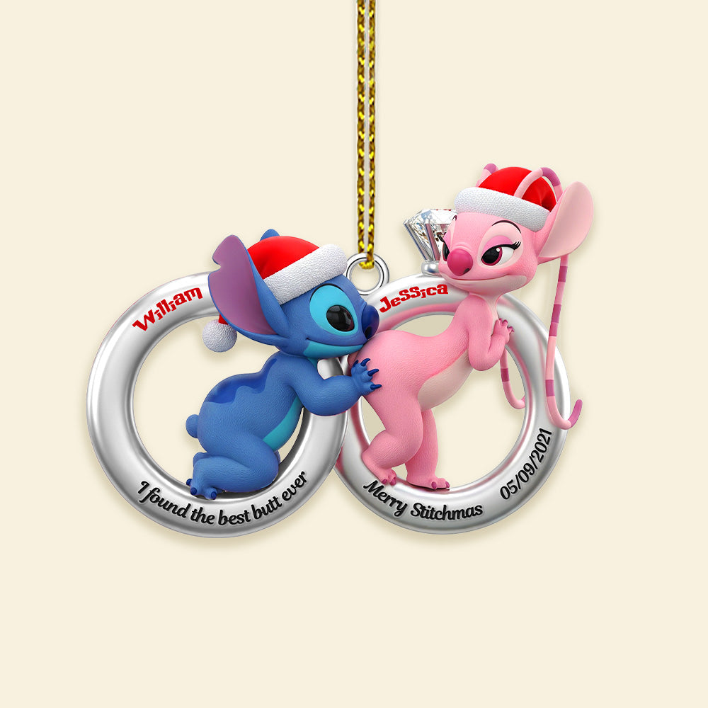 I Found The Best Butt Ever - Personalized Alien Couple Christmas Ornament - Image 3