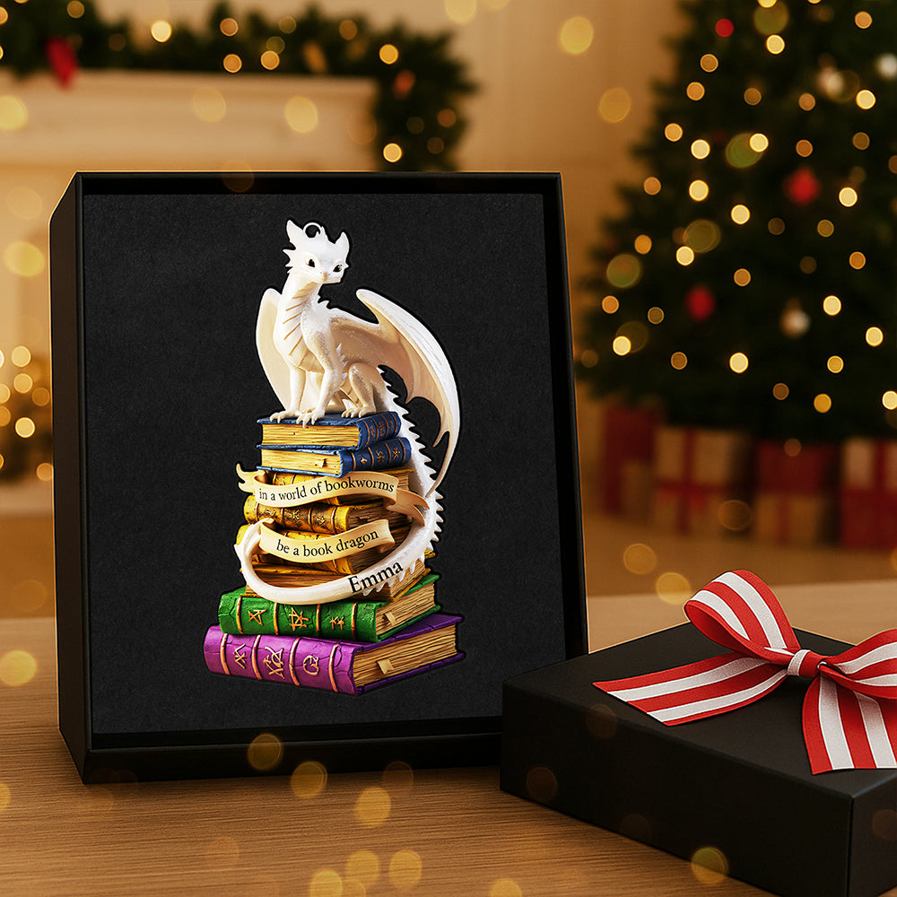 Be A Book Dragon - Personalized Christmas Ornament For Book Lovers - Image 4
