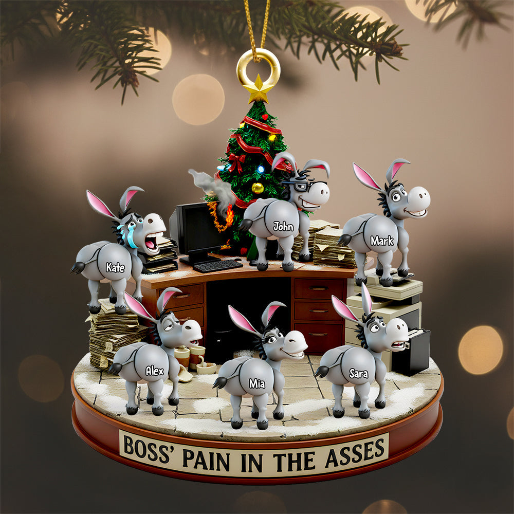 “Bring Joy To Your Workspace!” - Fun Donkey Coworkers Ornament, Personalized Gift For Boss - Image 2