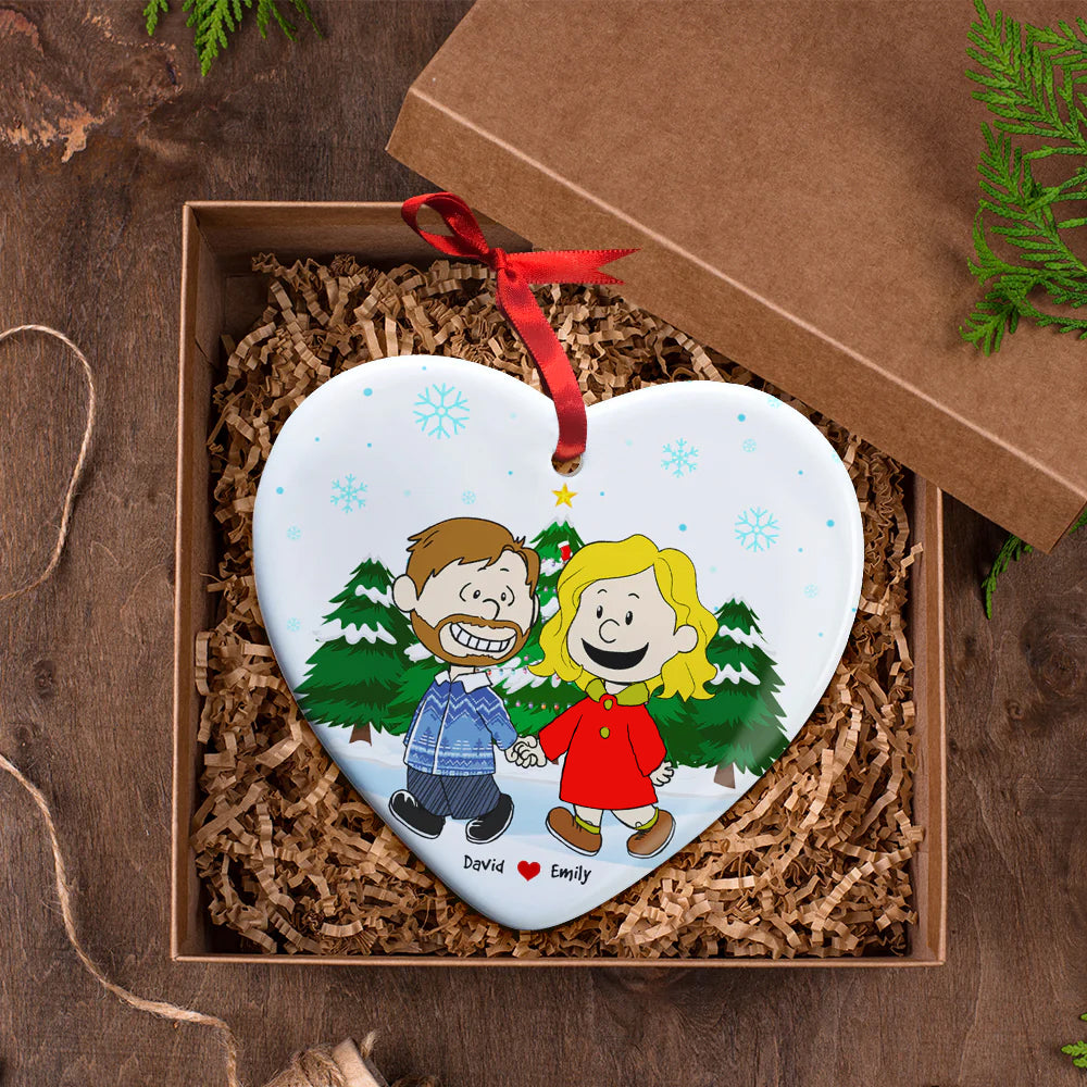 Kissing Couple Heart Ornament - Customizable Christmas Gift For Couples, Friends, And Family - Image 8