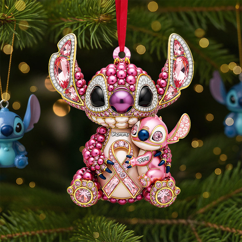 A Touch Of Love For Mom - Personalized Breast Cancer Mom Ornament - Unique Gift For Mom, Grandma, And Loved Ones