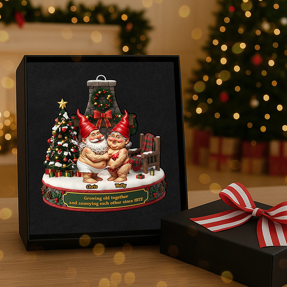 Growing Old Together And Annoying Each Other Since 1972 - Personalized Gnome Couple Acrylic Ornament - Perfect Gift For Couples And Loved Ones - Image 3