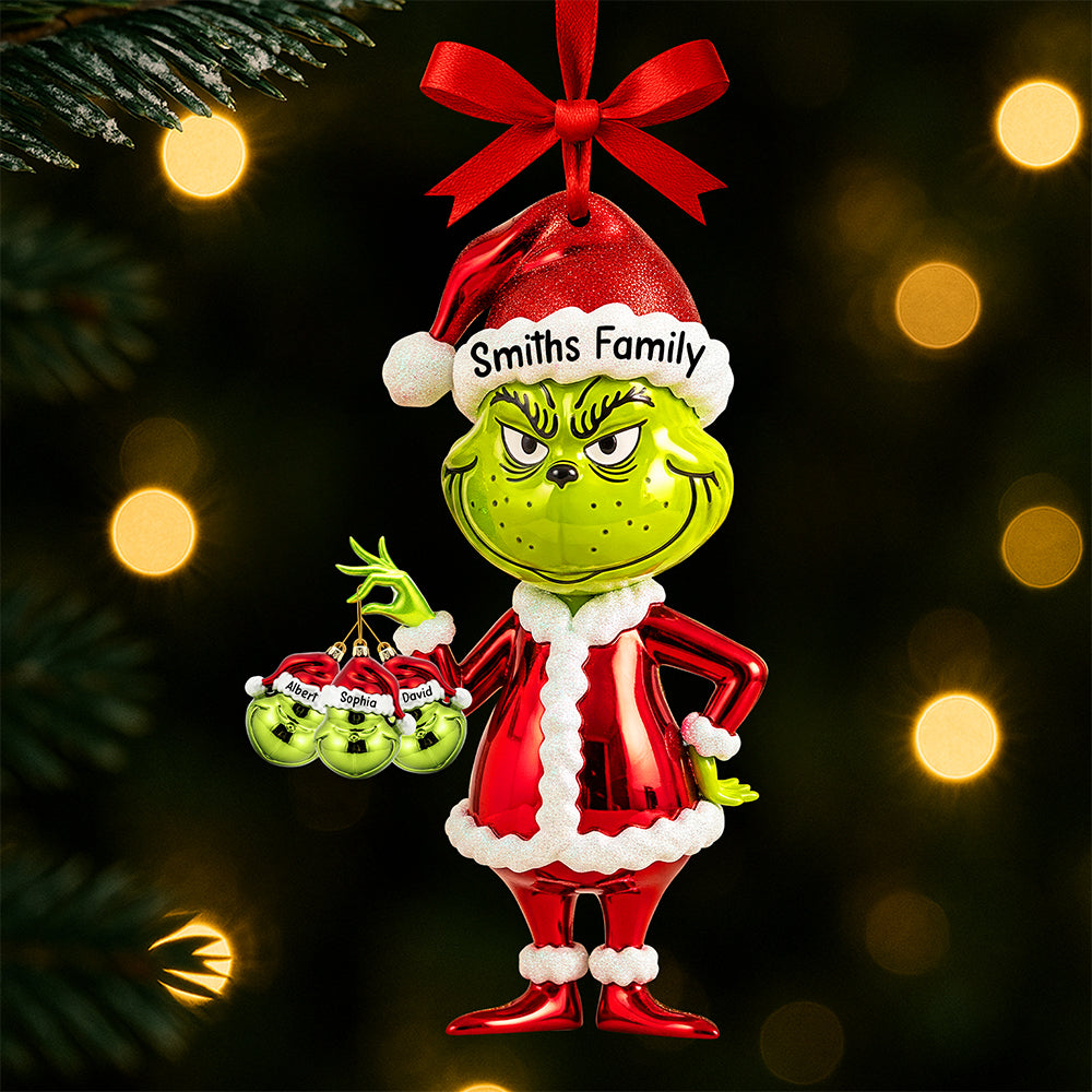 “Make The Holidays Grinch-Y!” - Funny Holiday Christmas Ornament, Personalized Gift For Families