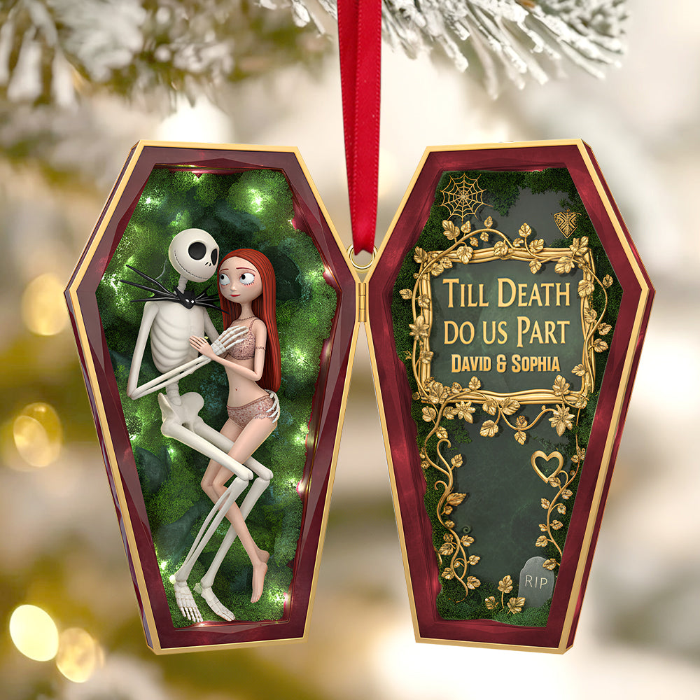 “Till Death Do Us Part” - Personalized Spooky Couples Christmas Ornament - Unique Gift For Couples, Halloween Lovers - Image 2