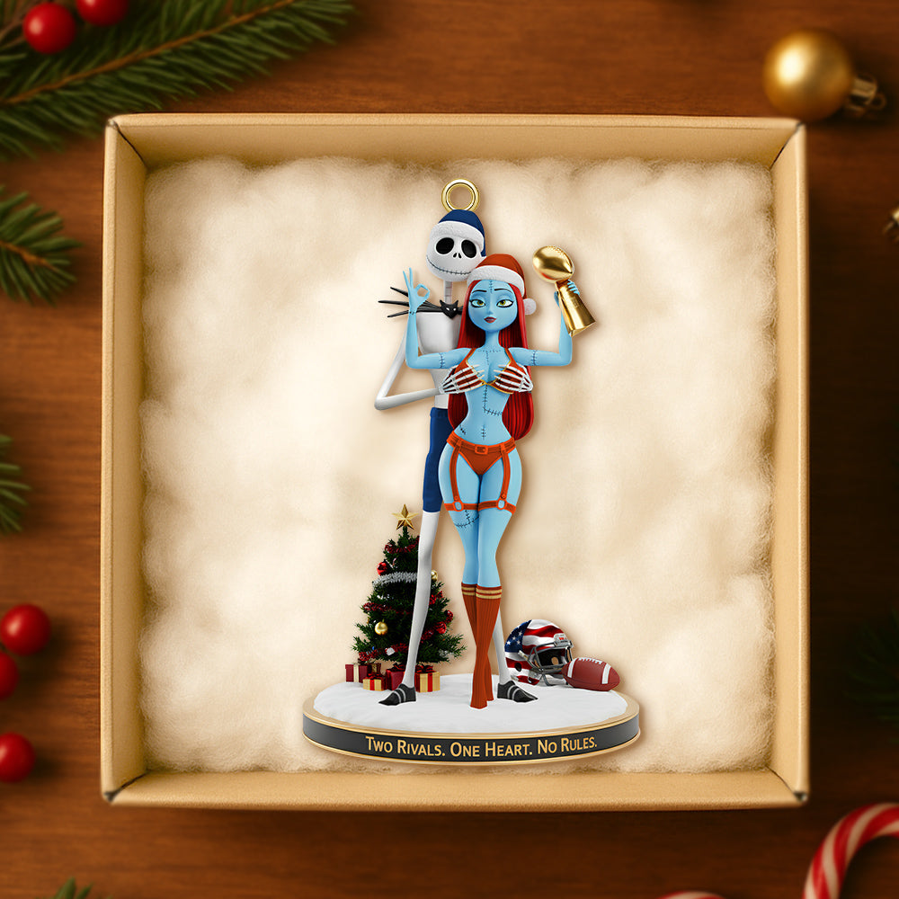 Two Rivals. One Heart. No Rules. – Personalized Christmas Ornament For Sports Couples - Image 3